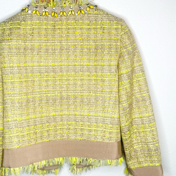 Giambattista Valli Jacket Bouclé Tweed Silk lined Embellished Yellow evening - Picture 5 of 13